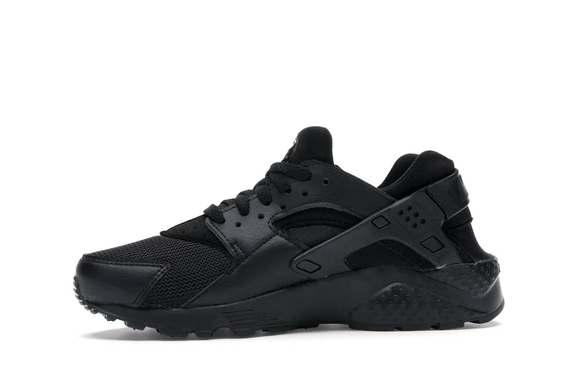 Детские кроссовки Lifestyle с шнуровкой Nike Air Huarache Run, Black/Black-Black — фото 3