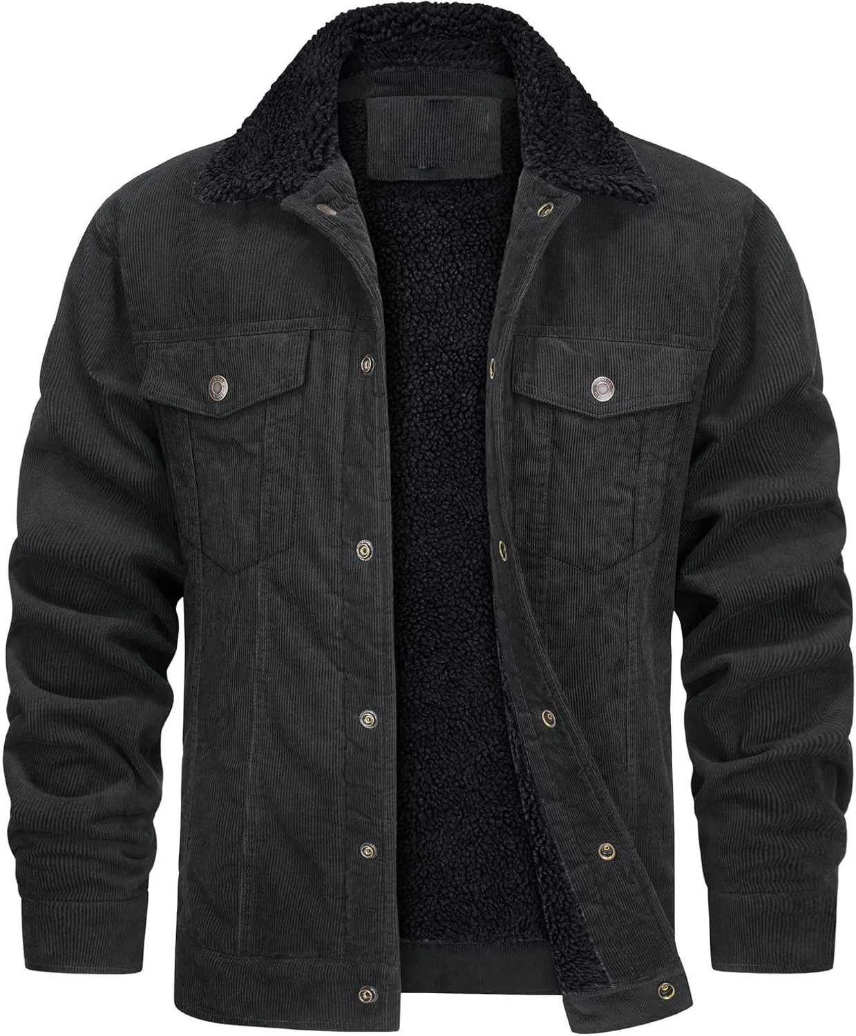Мужская куртка из вельвета с флисовой подкладкой, Denim Trucker, чёрный