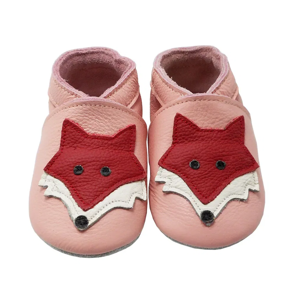 Кожаные пинетки с лисой Fuchs Yihakids, розовый
