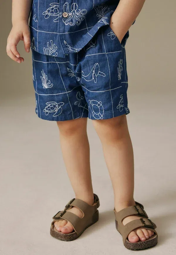 Комплект из рубашки и шорт с принтом Regular fit short sleeve revere collar shirt & shorts set Next — фото 4