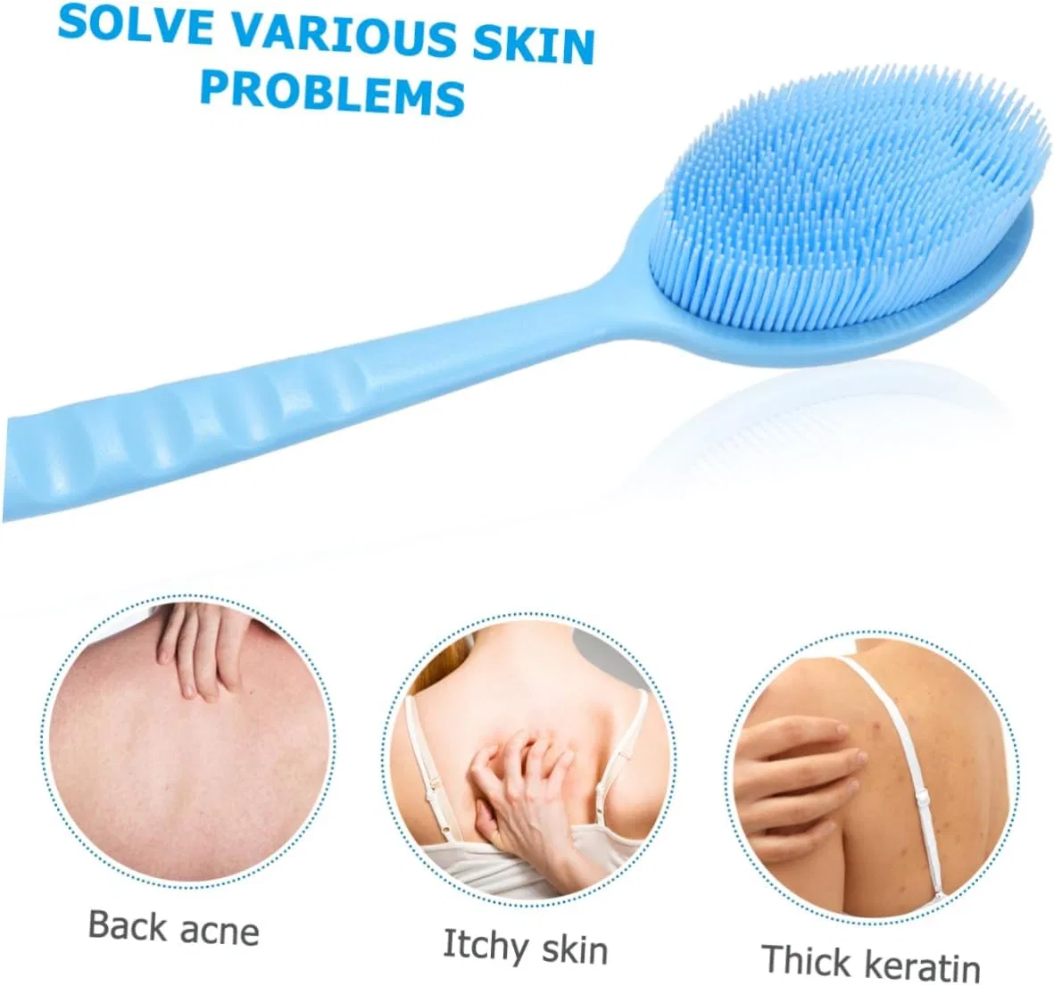 Щетка для тела силиконовая FOMIYES, 2 шт, 34x8.5 см, Blue — фото 4