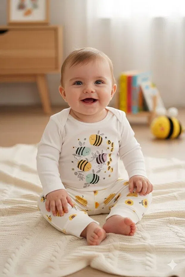 Детский комплект боди и штанишек для новорожденных с принтом Bebella&Baby Nayinom, White