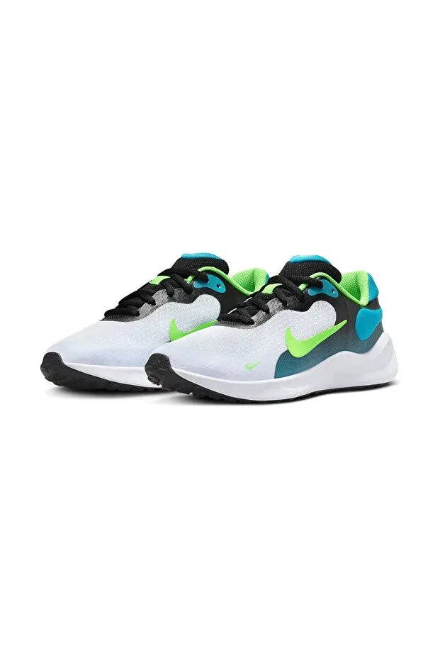 Детские кроссовки для девочек с охлаждающим эффектом Revolution 7 gs Nike, Black/Green Strike-Football Gray