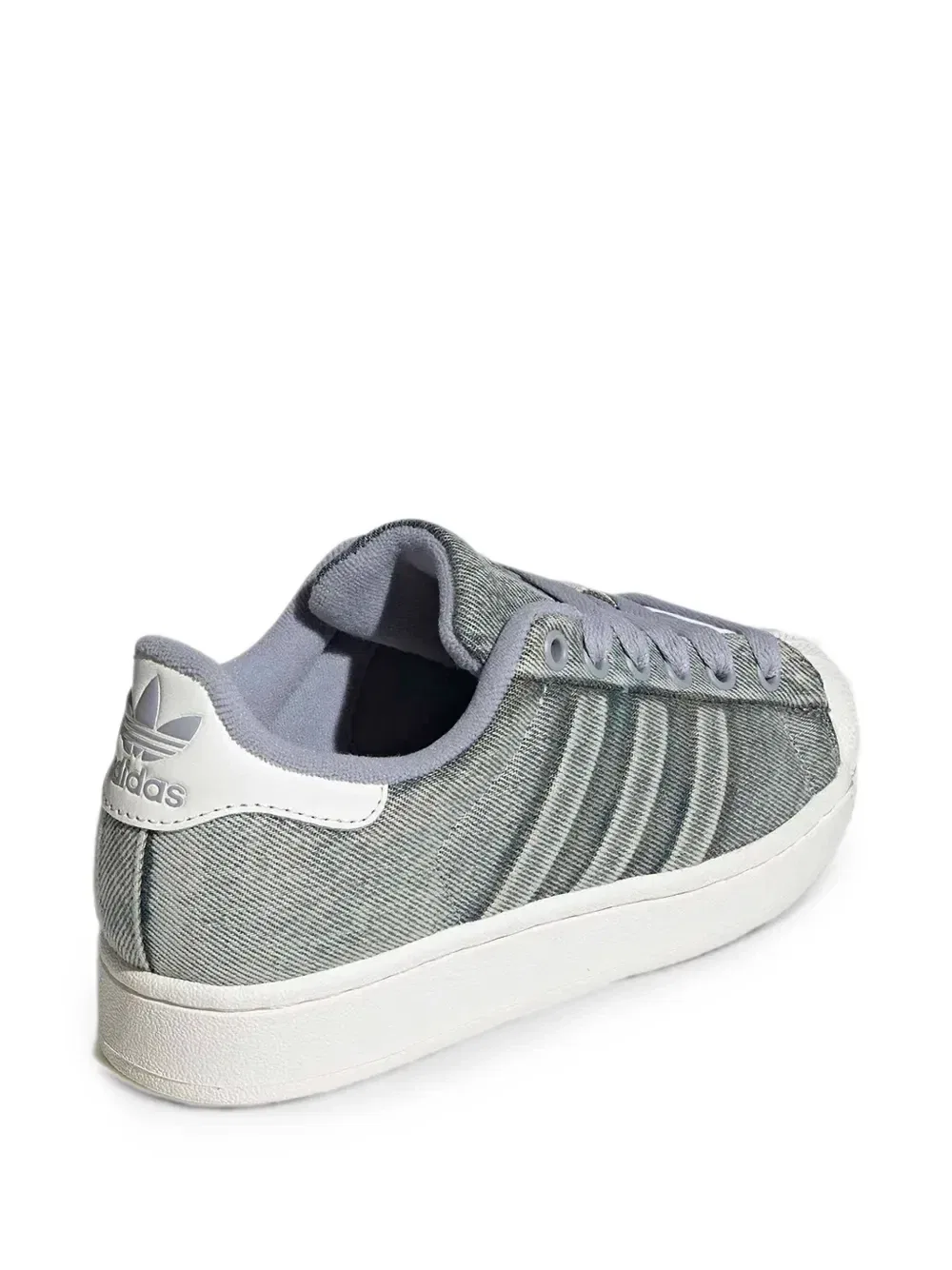 Кеды-суперстары из денима Adidas Kids, серый — фото 3