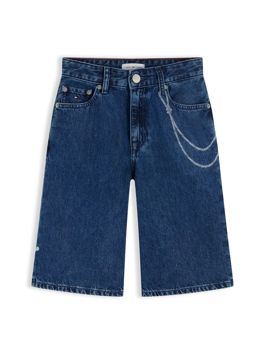 Джинсовые шорты TOMMY HILFIGER Baggy Jeans 'Print Loose Relaxed' в синем джинсовом и светло-голубом цвете