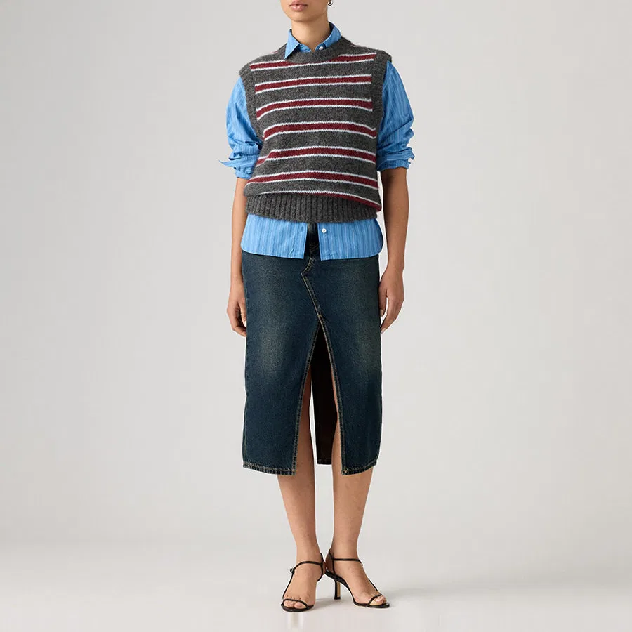 Женская джинсовая юбка миди с длиной до колена Dark Blue, Levis, Темно-синий — фото 3