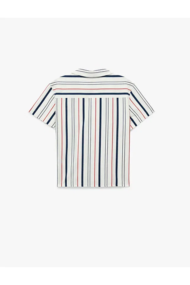 Детская рубашка для мальчиков с коротким рукавом Koton, Ecru Striped — фото 4