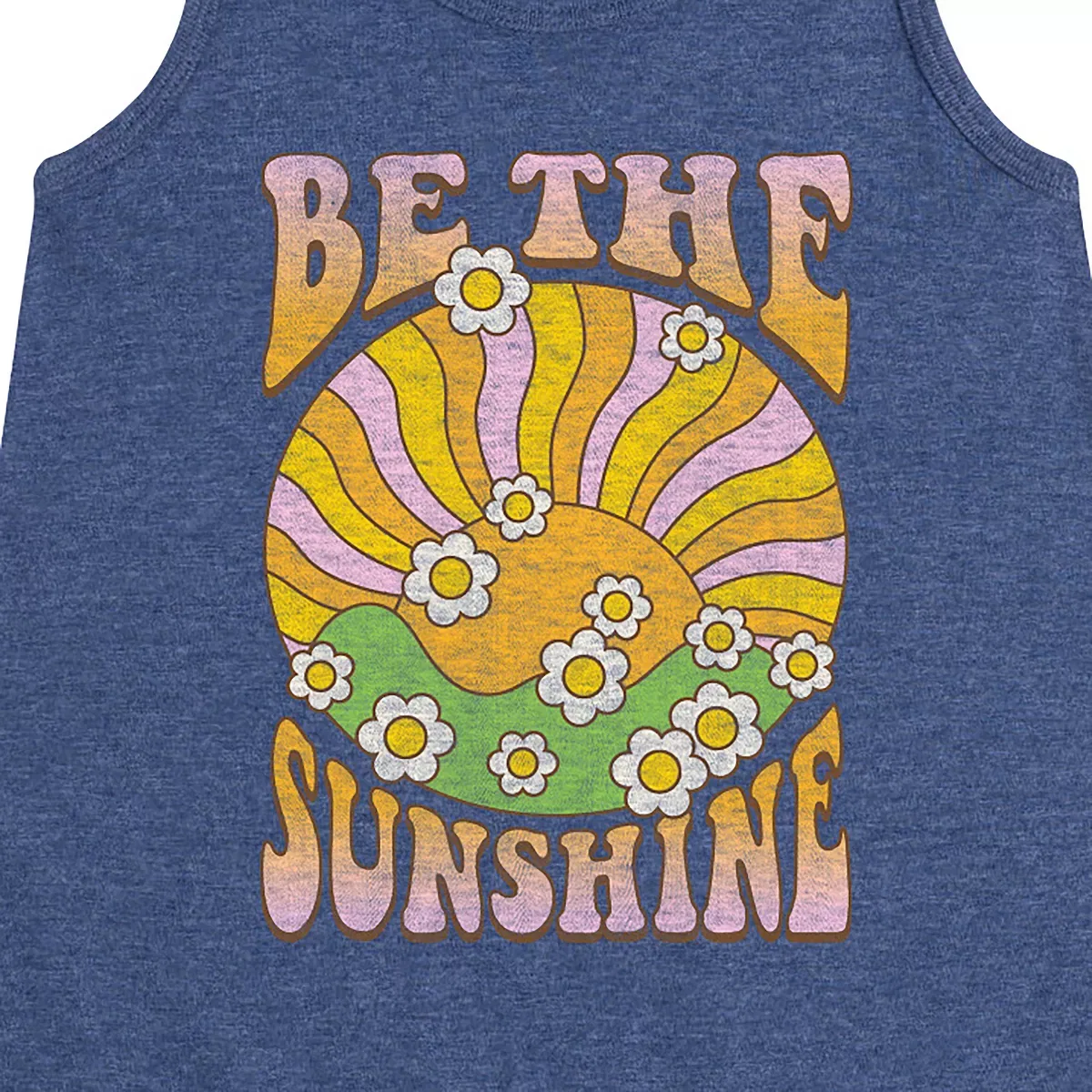 Детское платье-трапеция без рукавов с принтом Be The Sunshine Instant Message, Heather Navy — фото 2