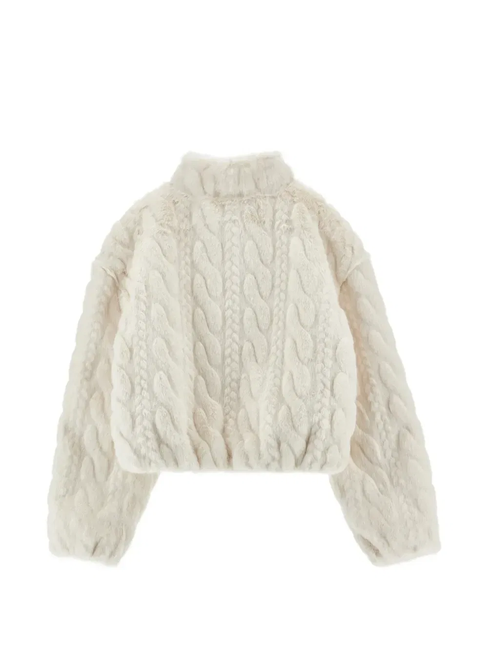 Вязаная косичкой куртка Ermanno Scervino Junior, бежевый — фото 2