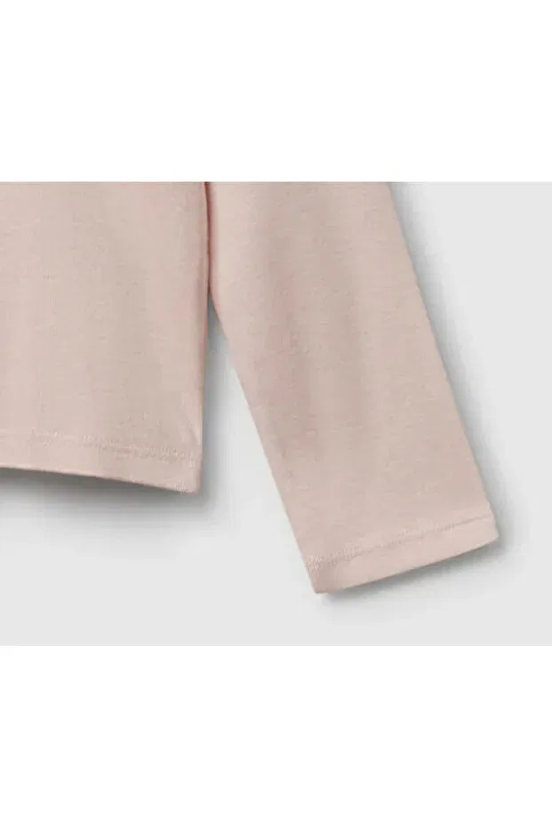 Детская футболка для девочек с длинным рукавом Benetton, Powder Pink — фото 4