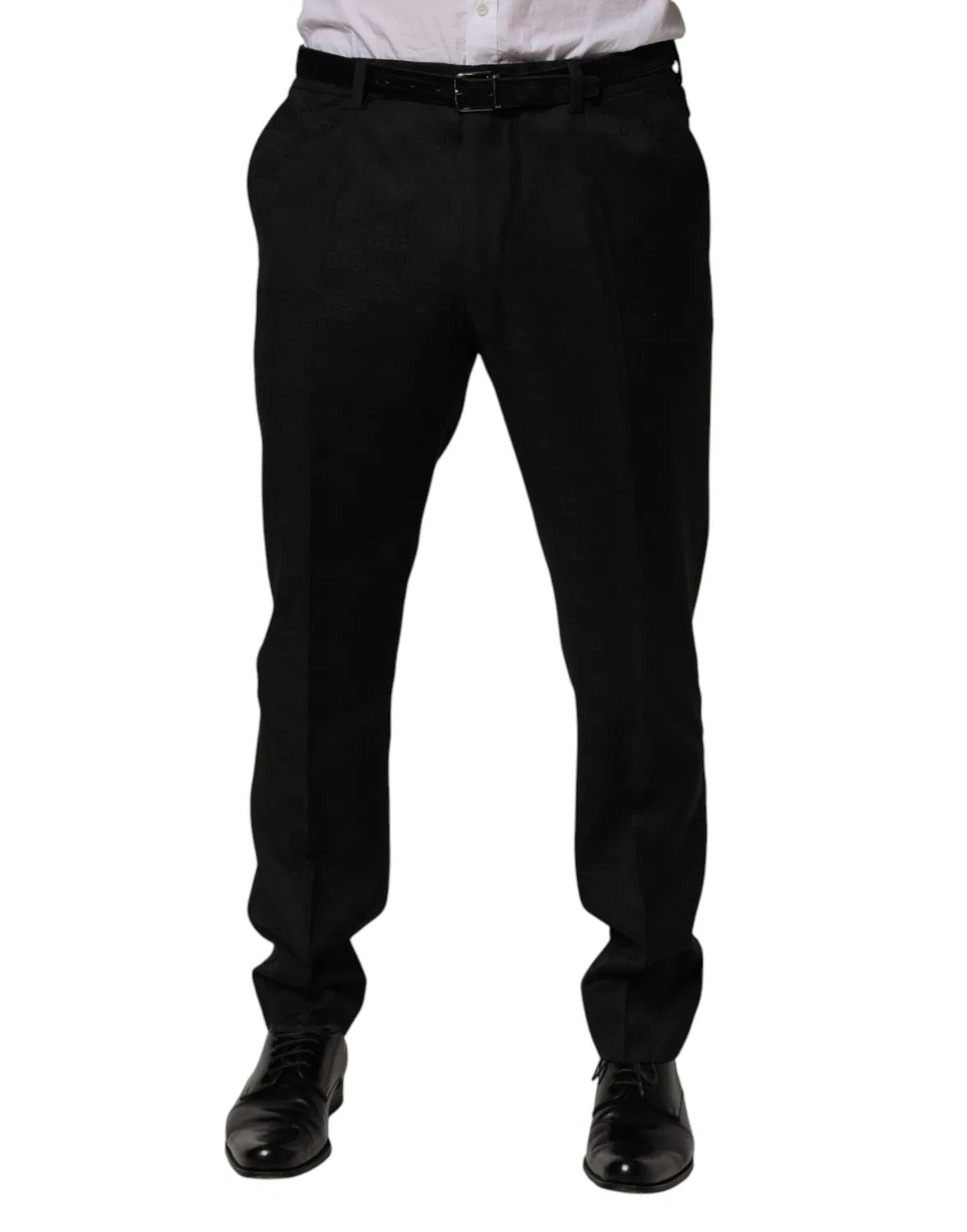 Мужские брюки классические с логотипом, Black Wool Skinny Dress Formal Trouser Pants, Dolce & Gabbana, черный