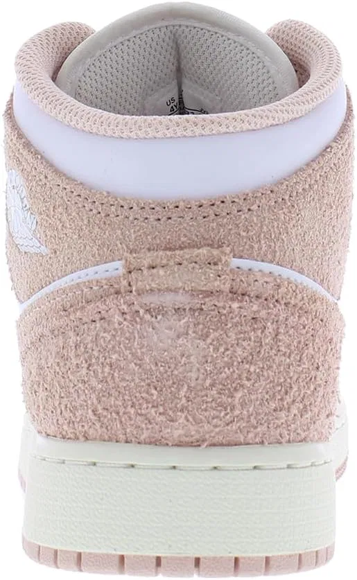Детские кроссовки для мальчиков Air Jordan 1 Mid GS Nike, Pink/Pure White — фото 3