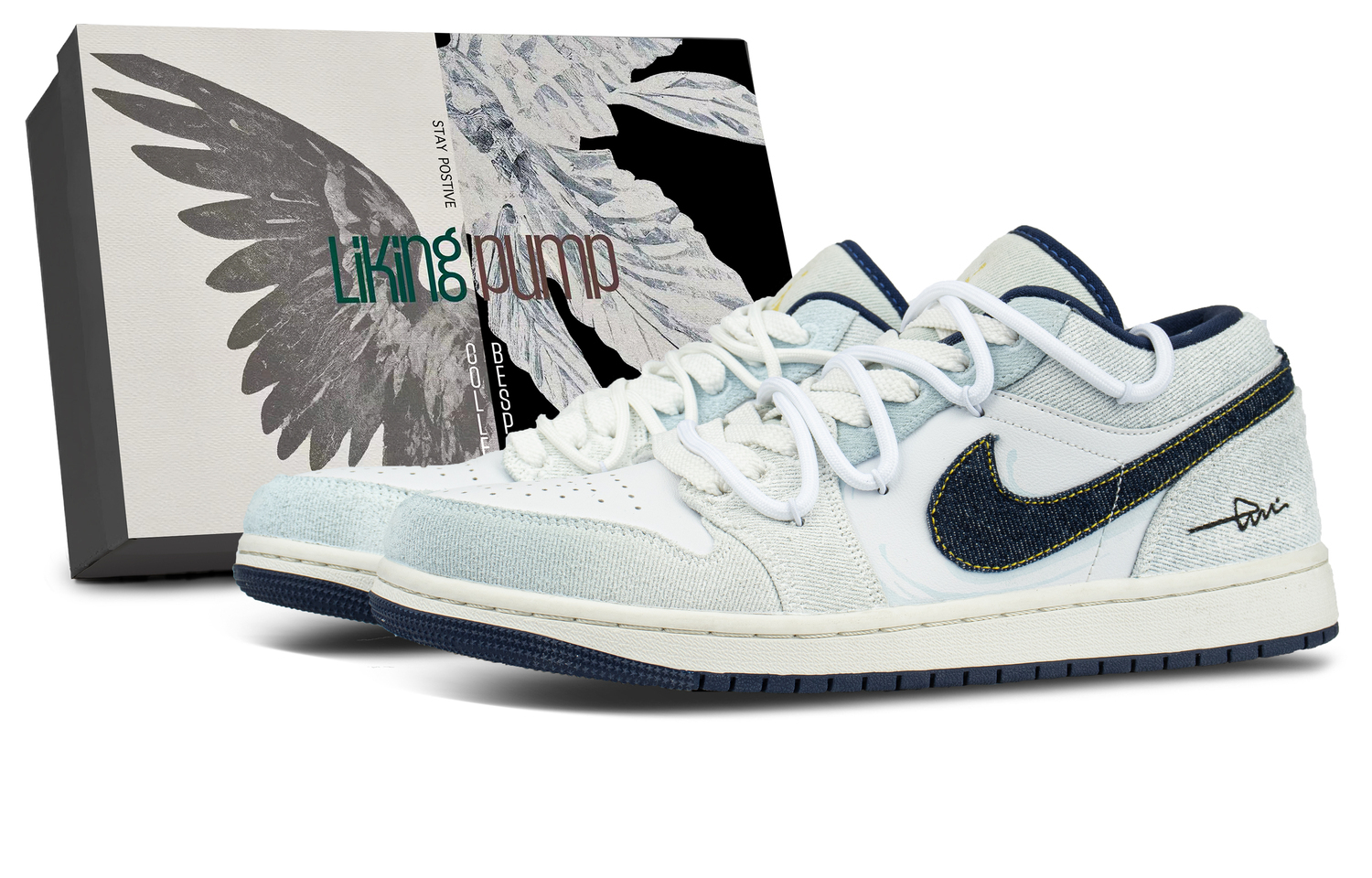 

Jordan Кроссовки баскетбольные мужские Air 1 Abrasion Resistant Low top Vintage Light Blue