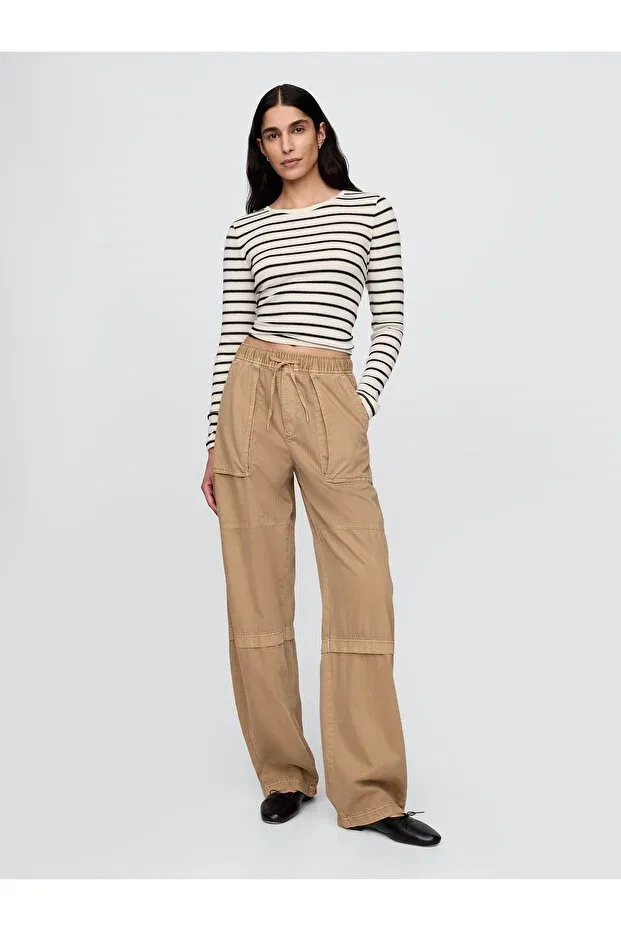 Женские брюки прямого кроя с поясом Gap, Brown-002