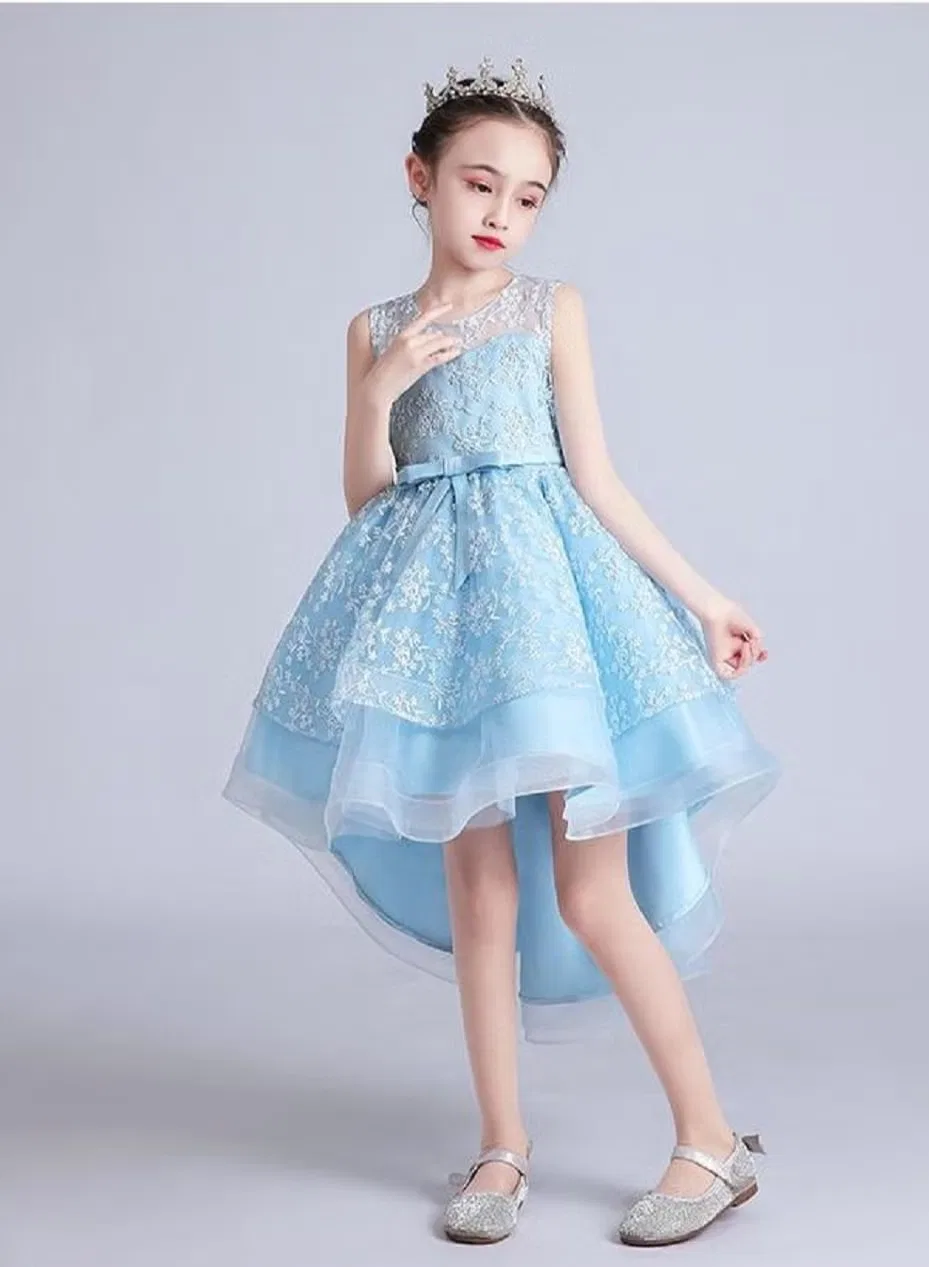 Платье детское праздничное с цветочным принтом Best Gift Fashion, голубое — фото 2