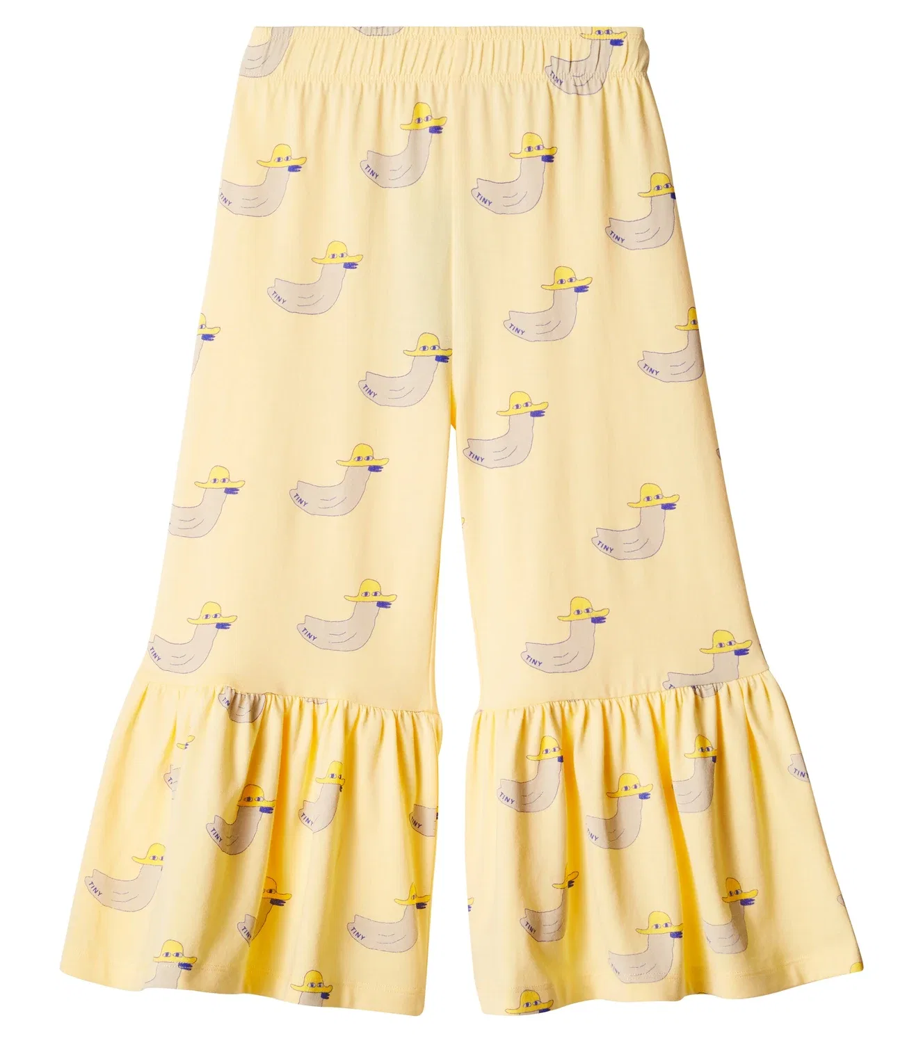 Брюки хлопковые с рюшами Утки Tinycottons, желтый