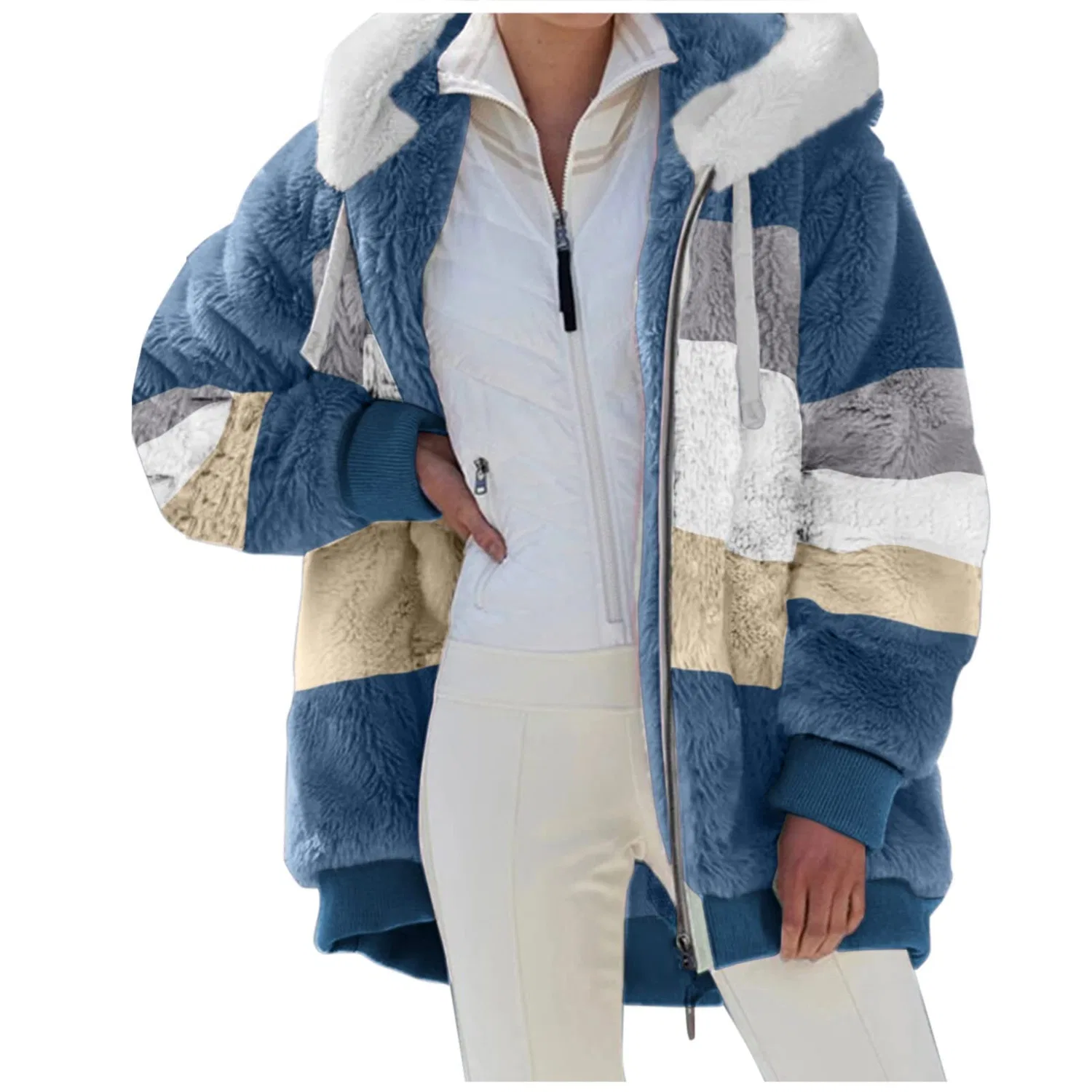 Женская тёплая куртка Teddy Two-Tone Fleece Jacket, blue — фото 2