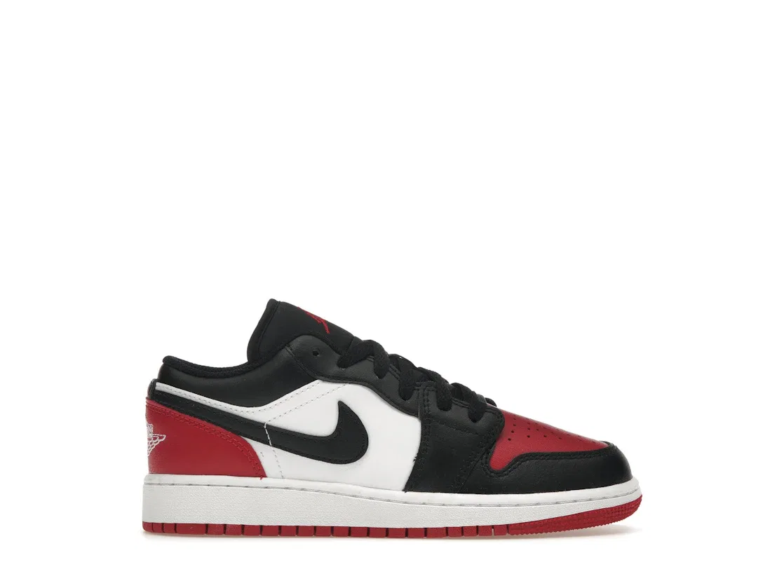 Детские кроссовки Lifestyle с принтом Jordan 1 Low Bred Toe 2.0 Jordan, White/Varsity Red/White/Black
