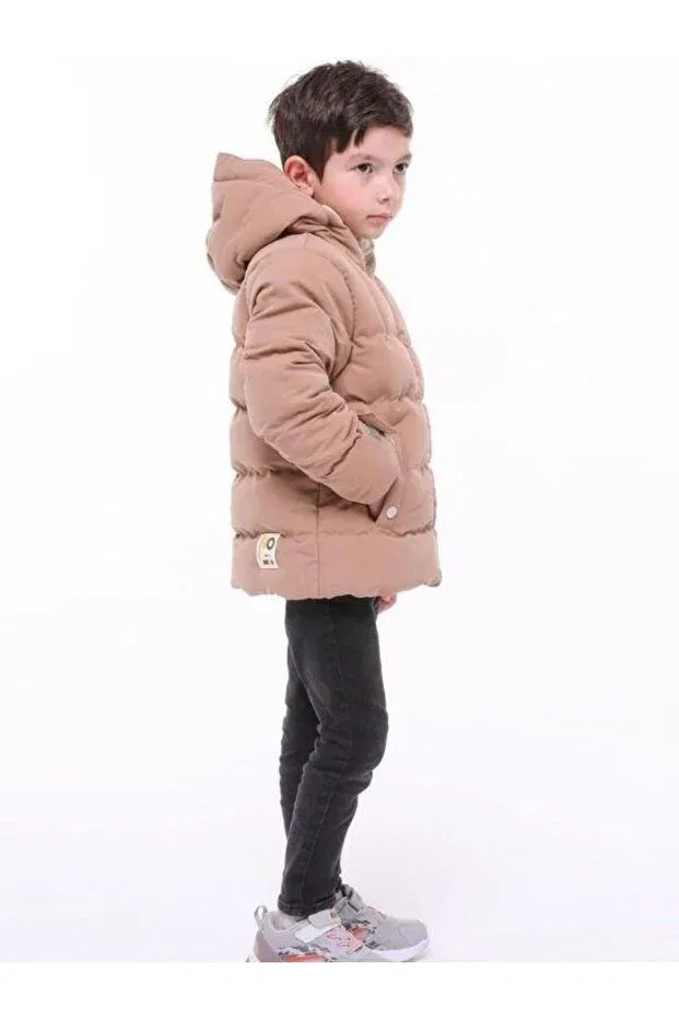 Детское пальто для девочек с капюшоном Zekids, Beige — фото 4