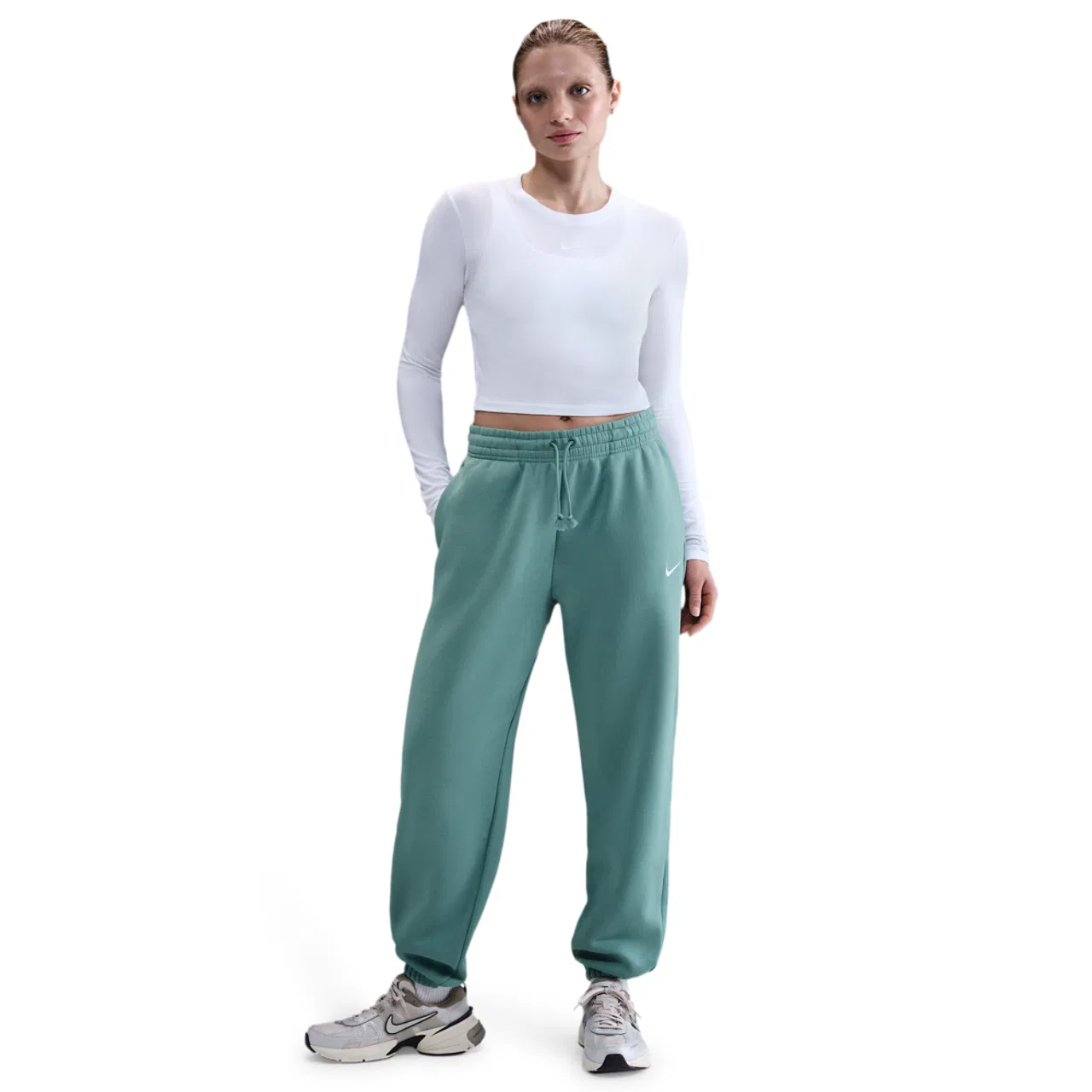 Женские брюки-джоггеры Oversized Phoenix HR Nike, цвет Sail/Cannon — фото 4