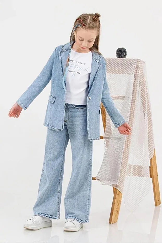 Детский блейзер для девочек джинсовый Basics Magu, Blue