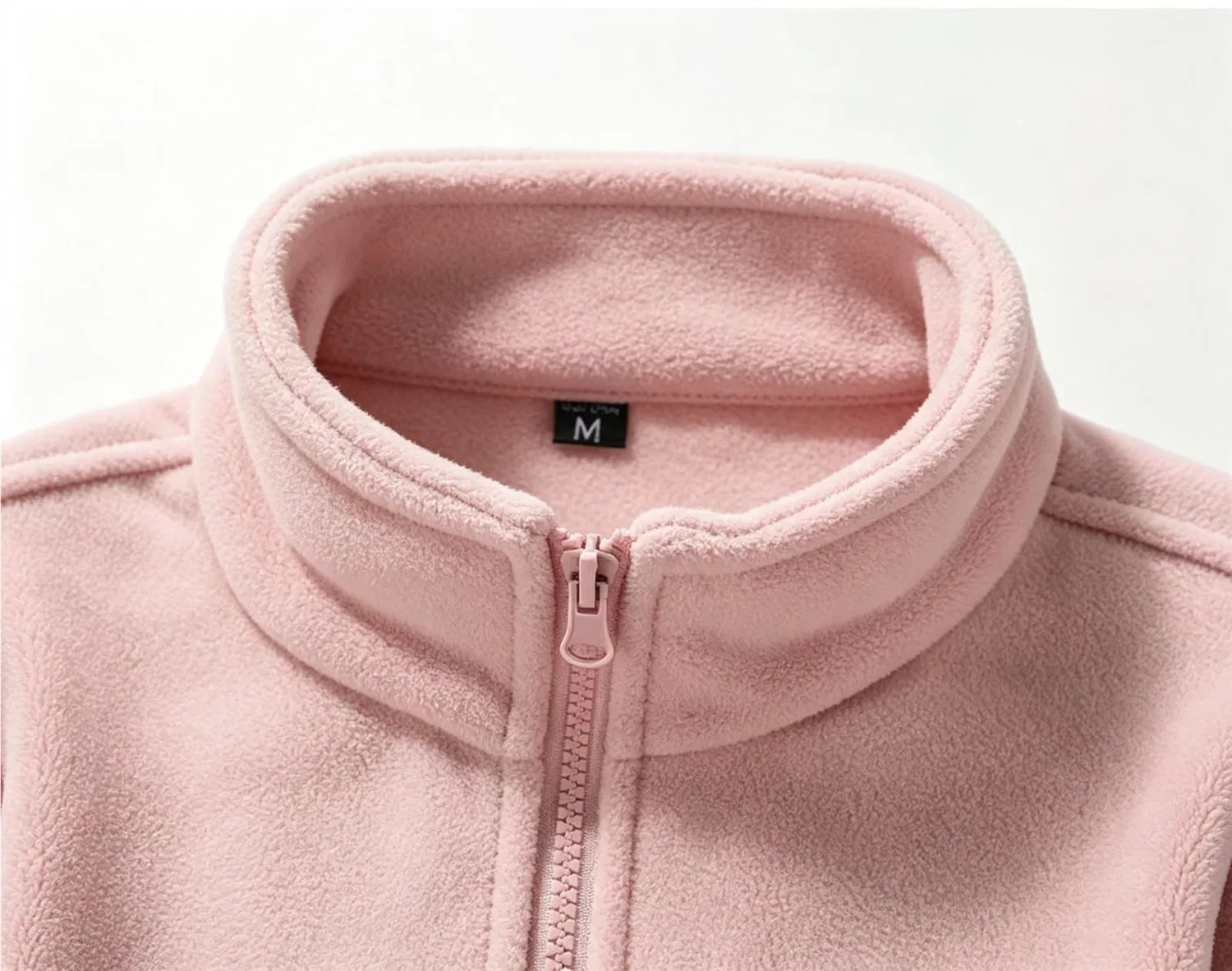 Женская куртка из флиса с высоким воротником и карманами, Pink — фото 3