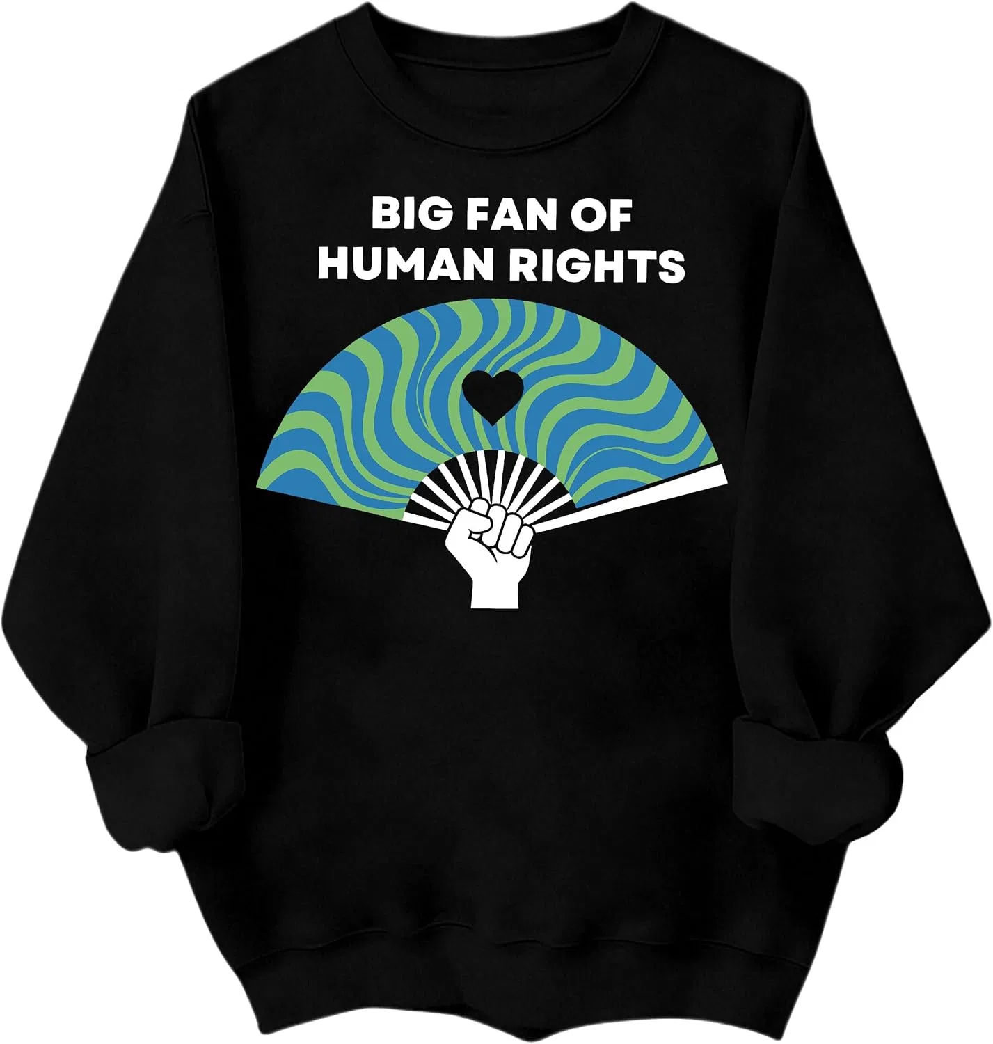 Женское худи с принтом Big Fan Of Human Rights, чёрный