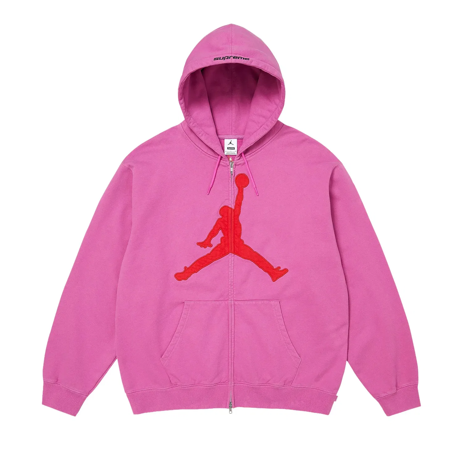 Толстовка Supreme x Jordan на молнии с капюшоном, розовый