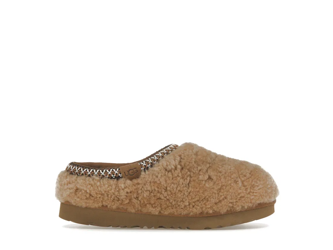 Детские тапочки с длинным ворсом UGG Tasman Maxi Curly Slipper, Chestnut