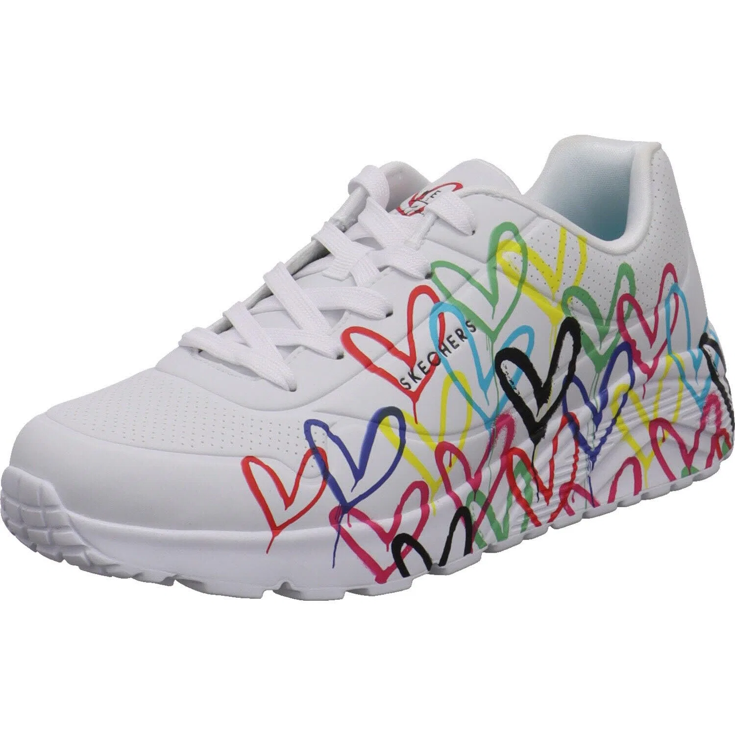 Детские кроссовки для девочек с платформой Skechers Uno Lite, White Synthetic Multi Trim