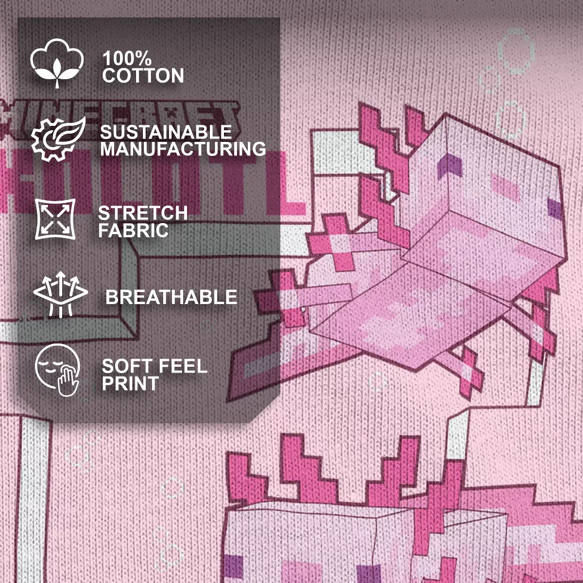 Детская футболка с принтом Minecraft Axolotl Minecraft, Light Pink — фото 4