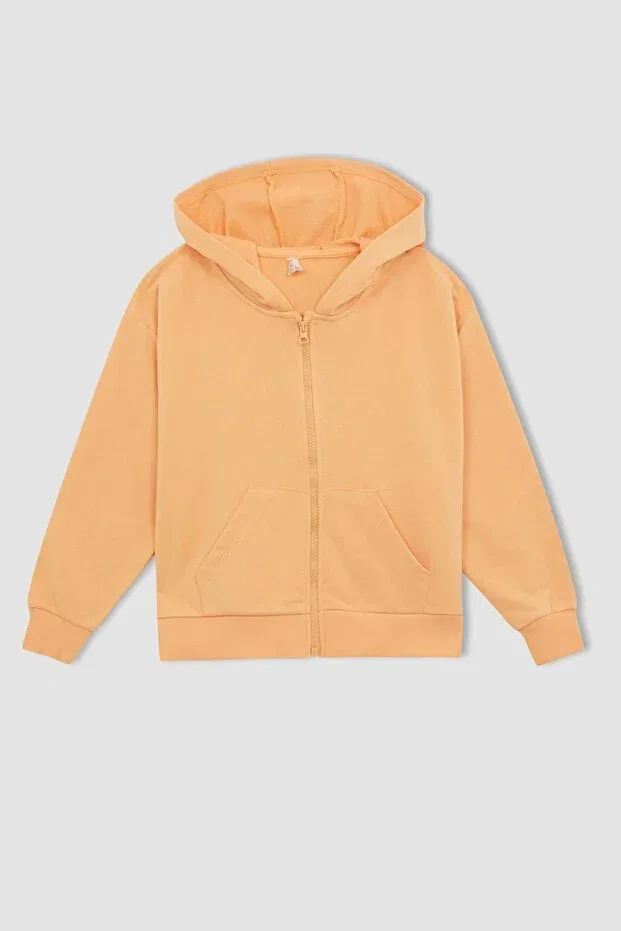 Детский кардиган для девочек с капюшоном Defacto, Orange