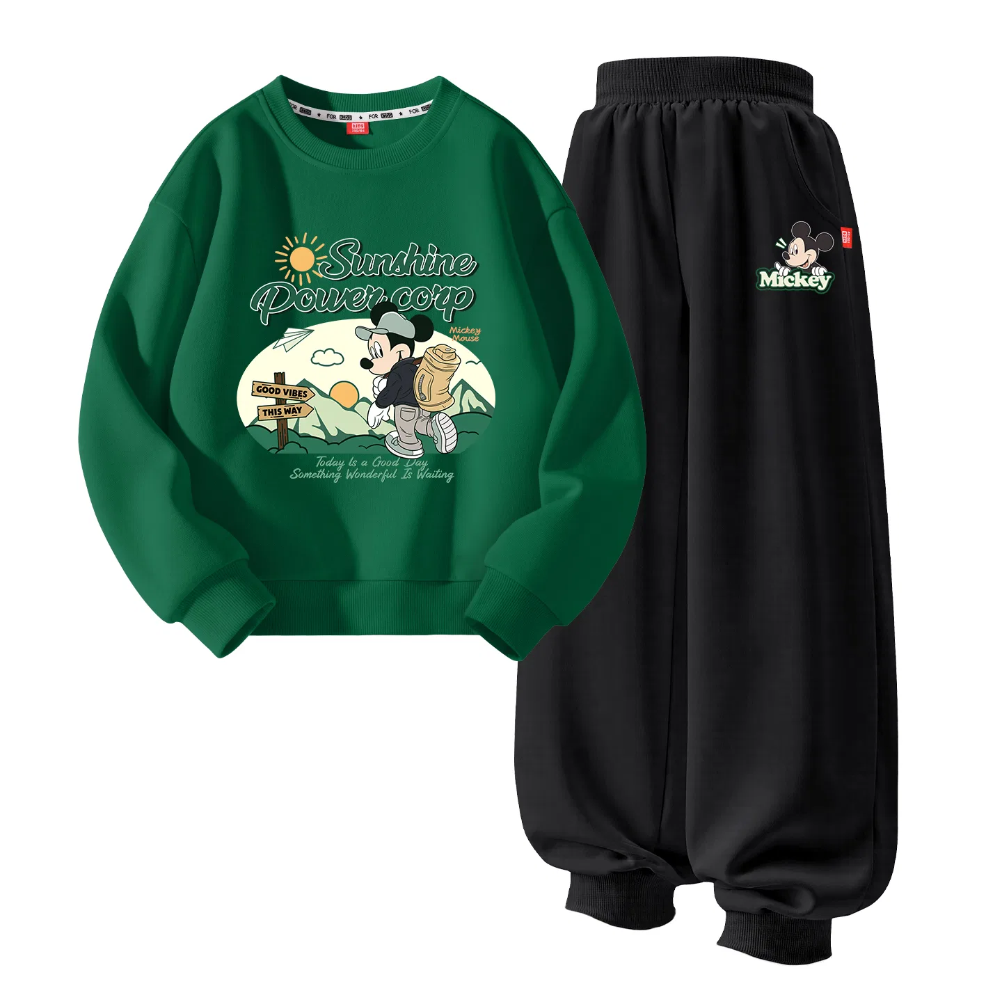 Детский спортивный костюм с круглым вырезом Disney, Party Heather Gray+Happy K Black — фото 3