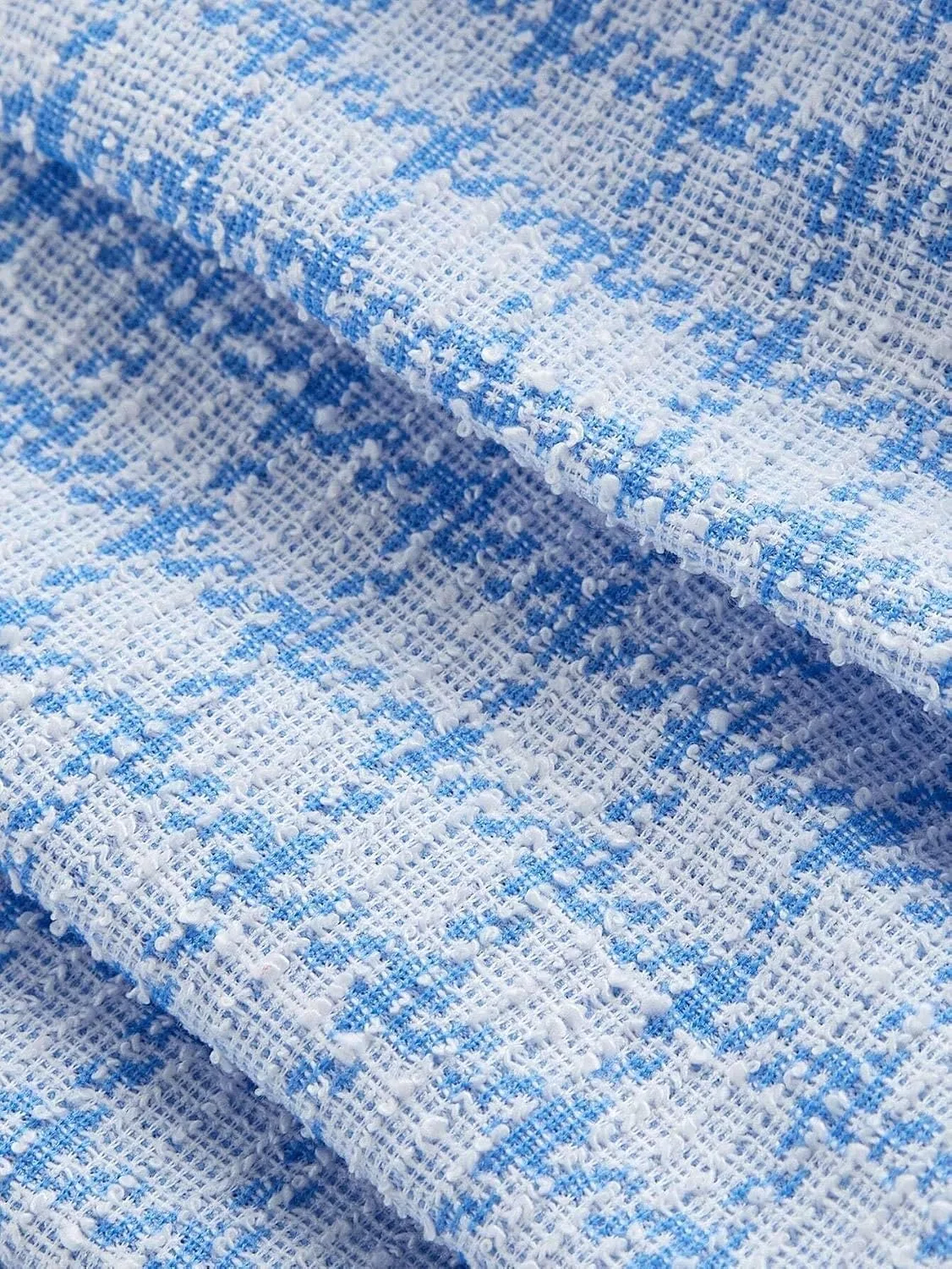 Женское мини-платье рубашка с плиссе и воланами, Blue and White — фото 4