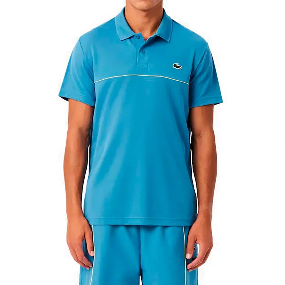 Поло Lacoste мужское с коротким рукавом, хлопковое пике, синий