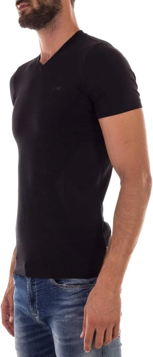 Мужская футболка экстра-слим V-образным вырезом Emporio Armani, Black — фото 2