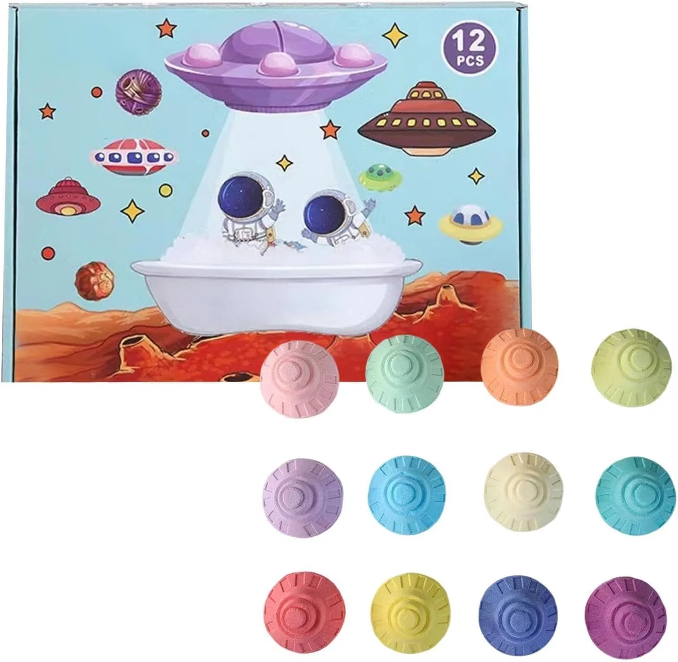 Бомбочки для ванны с игрушками, 12 шт, Space Saucer, Generic
