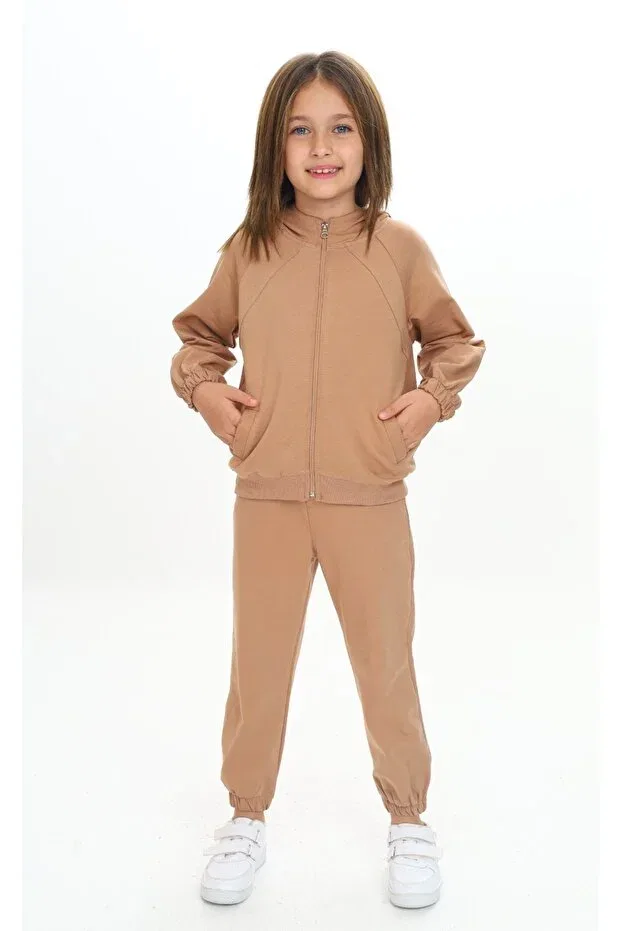 Детский спортивный комплект для девочек хлопковый Toontoy, Brown