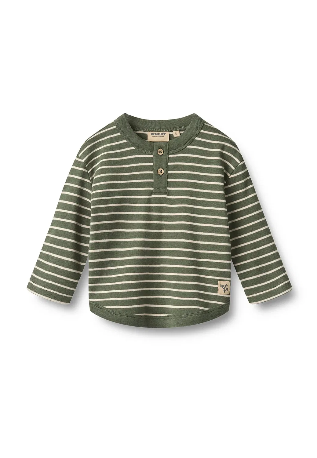 Футболка Osvald унисекс - с длинными рукавами Wheat, Dark Green Stripe