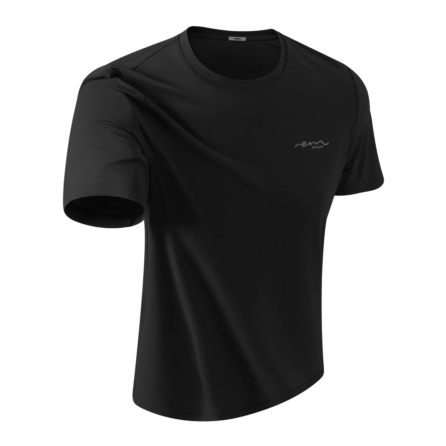 Футболка детская с принтом MINISO, Ice Silk Breathable Sun Protection Black (Ink Blue Flowing Chest Logo)