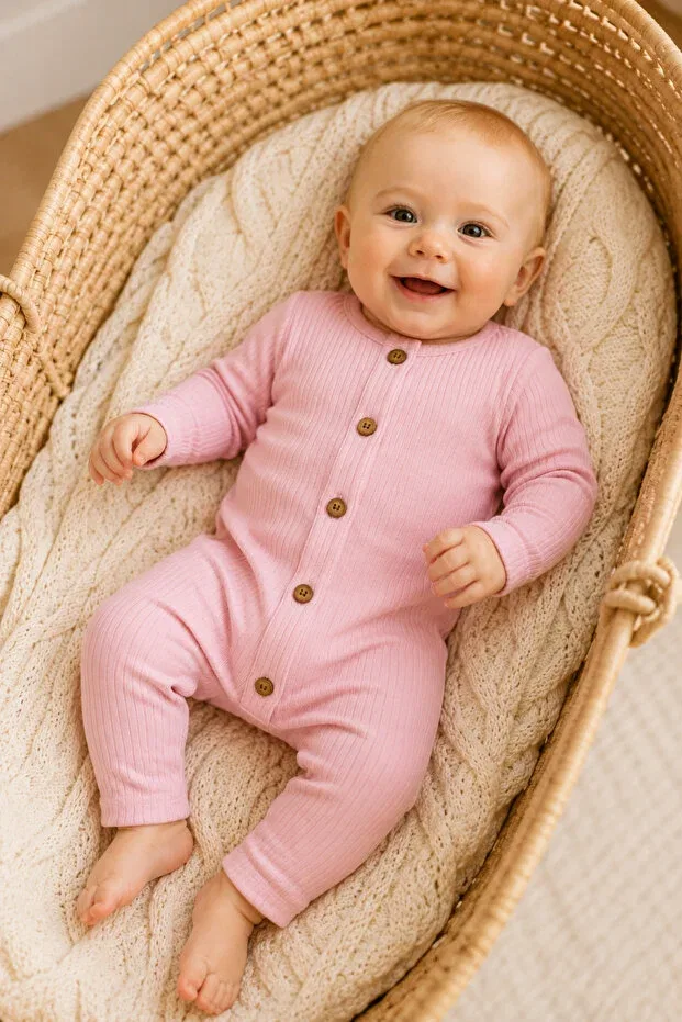 Детский комбинезон для девочек хлопковый комплект Basics Mai Perla, Lila-Pembe-Gül Kurusu — фото 2