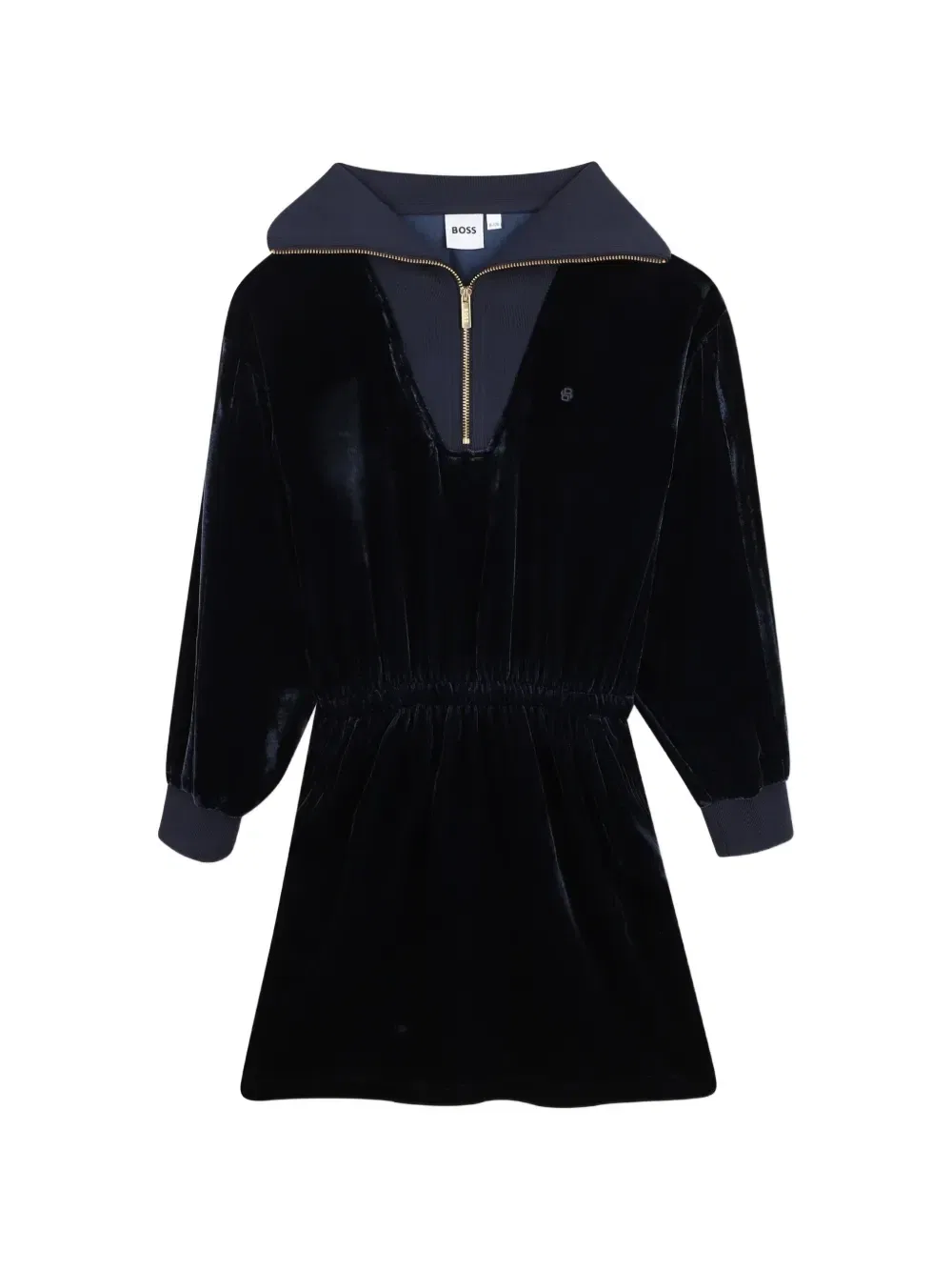 Бархатное платье с молнией Boss Kidswear, синий