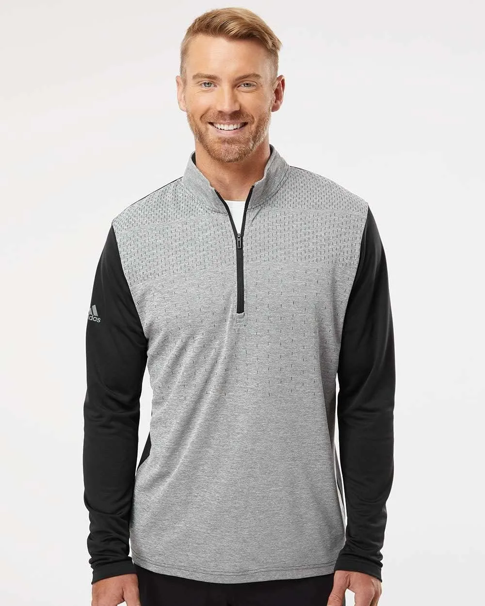 Adidas Heather Block Print Quarter-Zip Pullover с индивидуальной вышивкой — фото 2