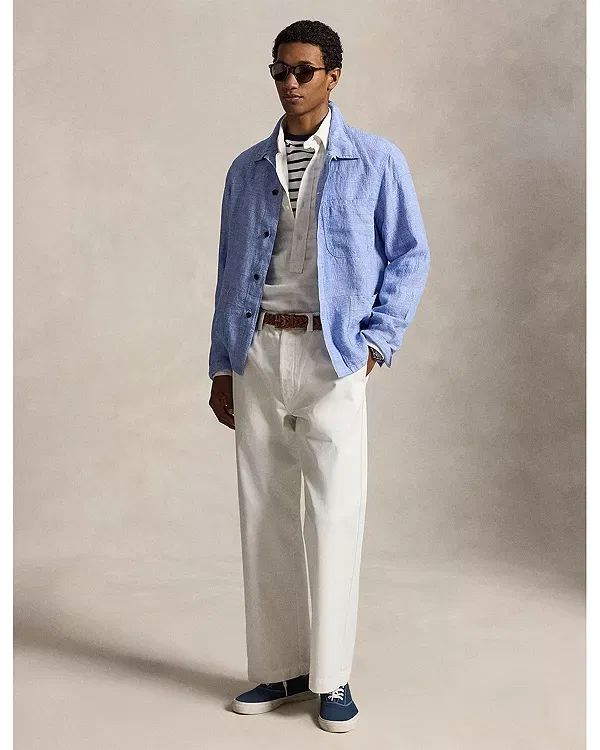 Мужская рубашка-куртка с узором в клетку Overshirt Polo Ralph Lauren, Blue/White — фото 2
