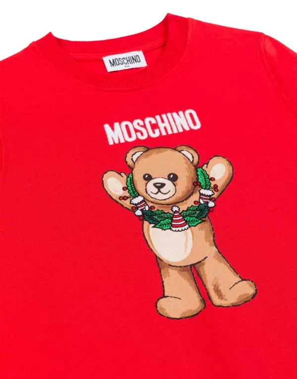 Свитшот с логотипом Teddy, Moschino Kids, красный — фото 3