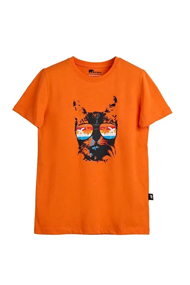 Детская футболка для мальчиков с принтом Manx Orange Printed Bad Bear, Orange
