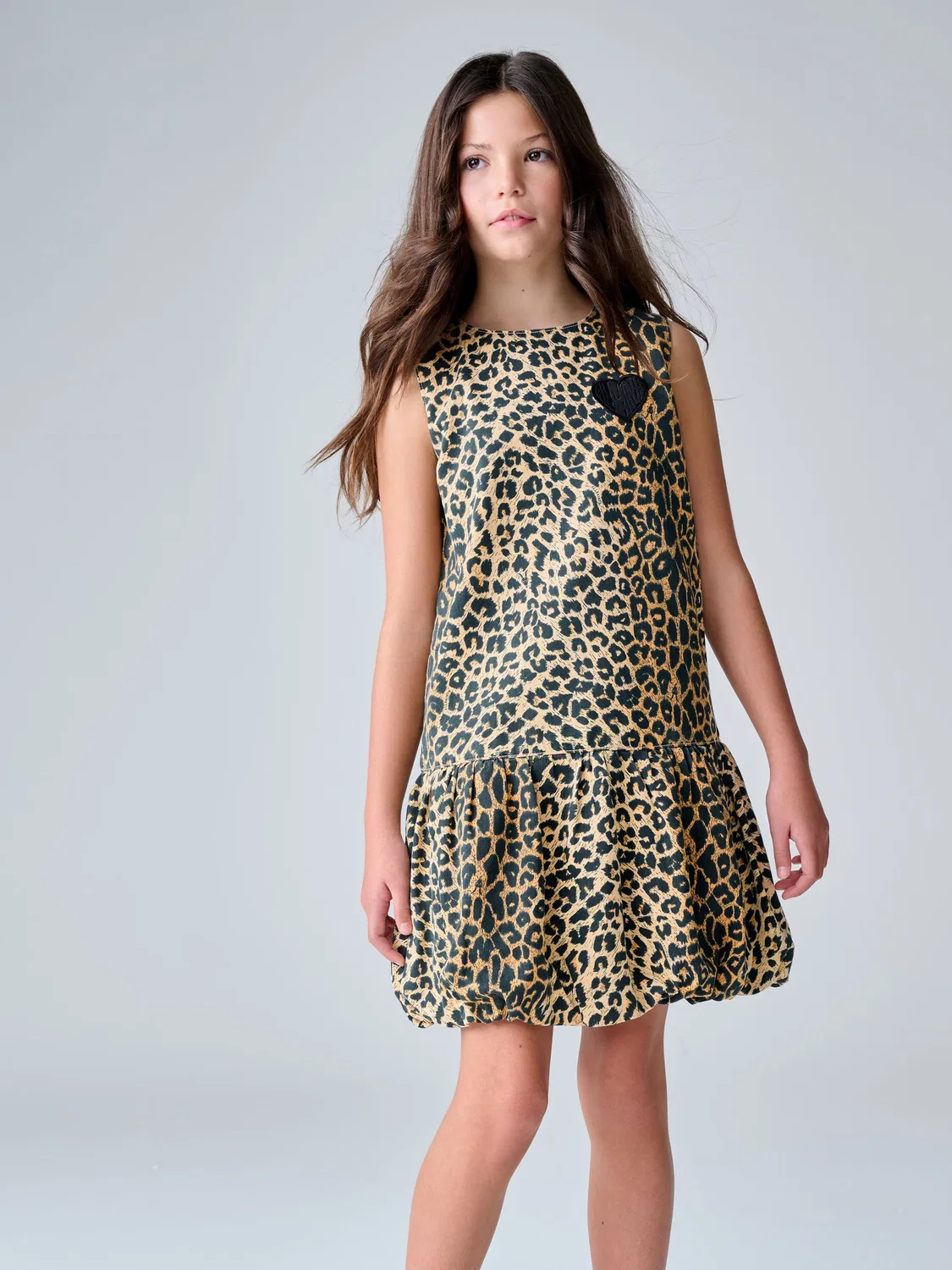 Платье джинсовое с принтом леопард, модель Bubble Hem smALLSAINTS, Leopard — фото 4