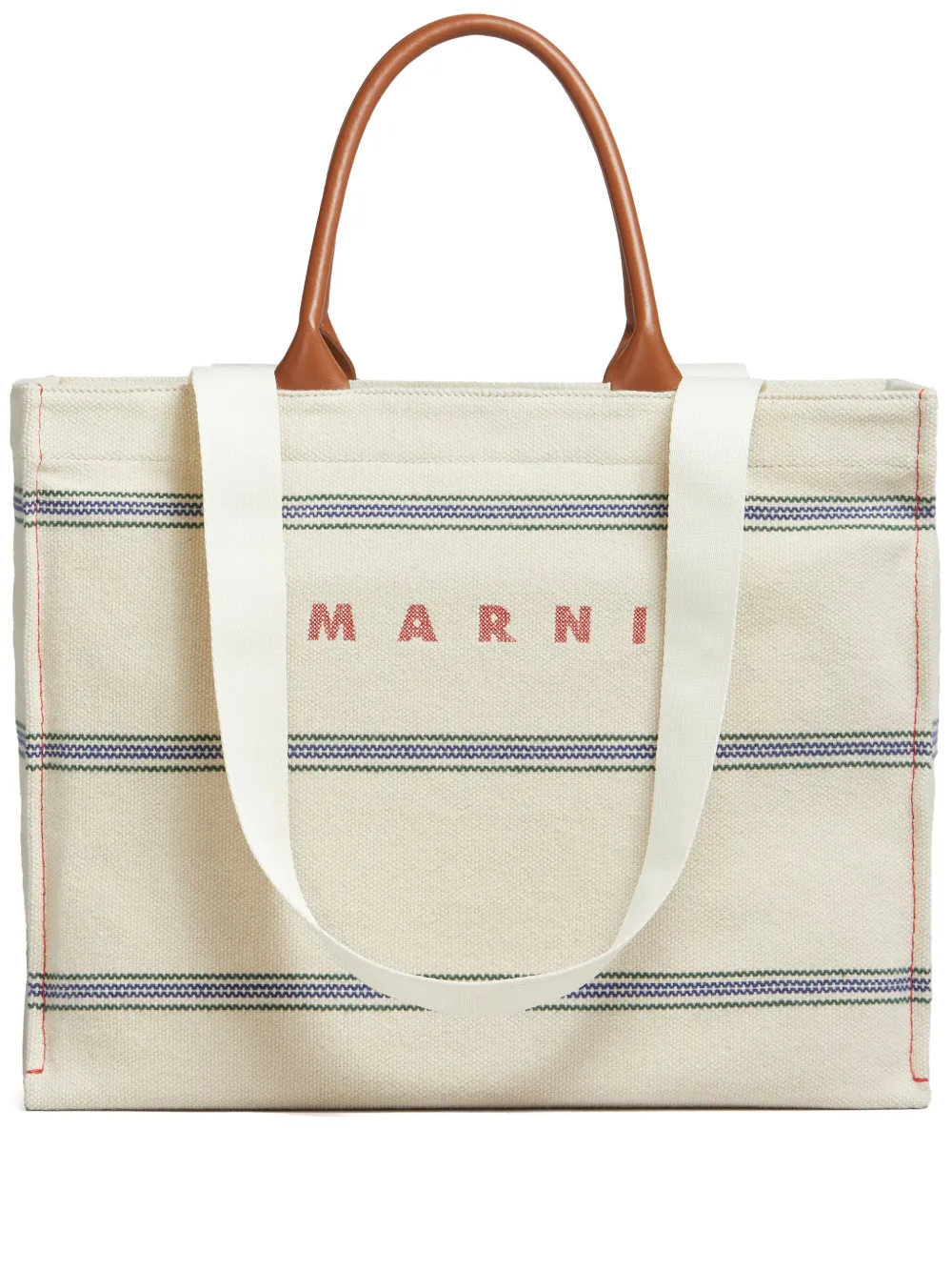 

Сумка-тоут с вышитым логотипом Marni, нейтральный
