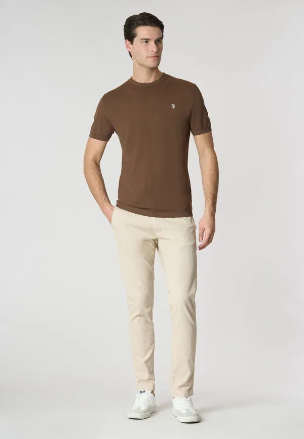 Футболка хлопковая Basic T-shirt U.S. Polo Assn., marrone, коричневый — фото 2