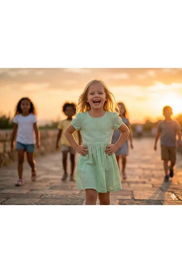 Детское платье для девочек хлопковое Hilal Akıncı Kids, Mint